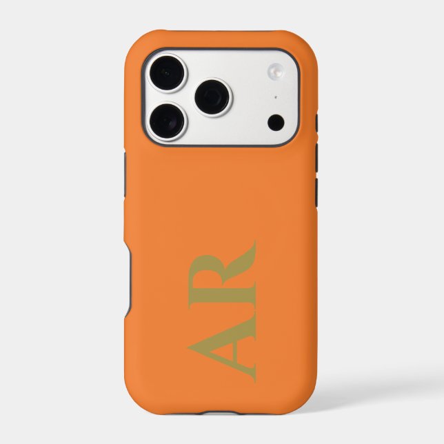 Monogram Orange Gold Initial Letters Minimalist  iPhone Case (Back)