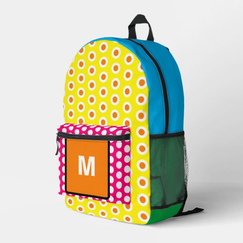 Monogram Orange Green Pink Blue Polka Dots  Printed Backpack