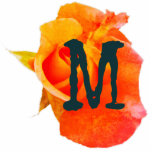 Monogram Orange Rose Photo Sculpture Ornament<br><div class="desc">Nice,  bold and simple...  Could be made into pin,  magnet,  key chain or ornament (select an option). Choose your letter.</div>