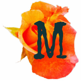 Monogram Orange Rose Photo Sculpture Ornament