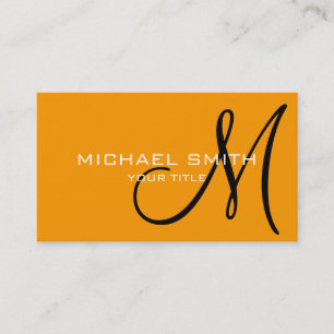 Monogram Orange (RYB) color background Business Card