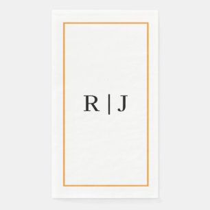 Monogram Orange Spring Summer Elegant Wedding Paper Guest Towels