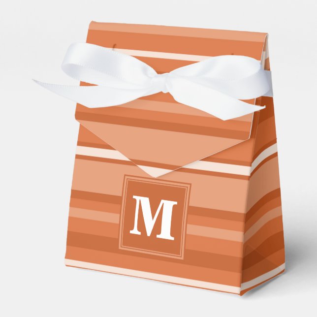 Monogram orange stripes favor boxes (Front Side)