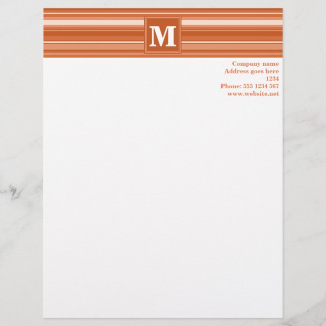 Monogram orange stripes letterhead (Front)