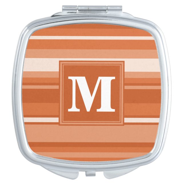 Monogram orange stripes makeup mirror (Front)