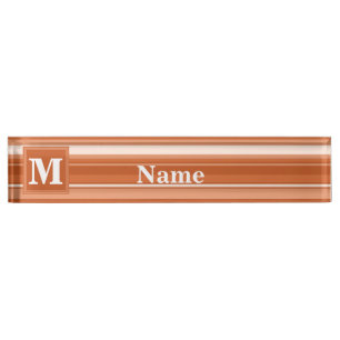 Monogram orange stripes name plate