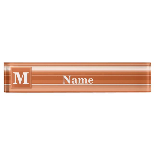Monogram orange stripes name plate (Front)