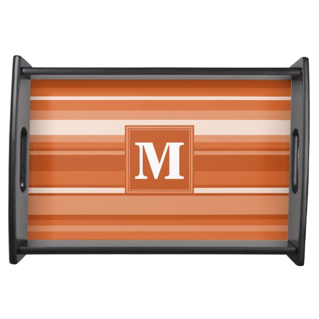 Monogram orange stripes serving tray (Front)