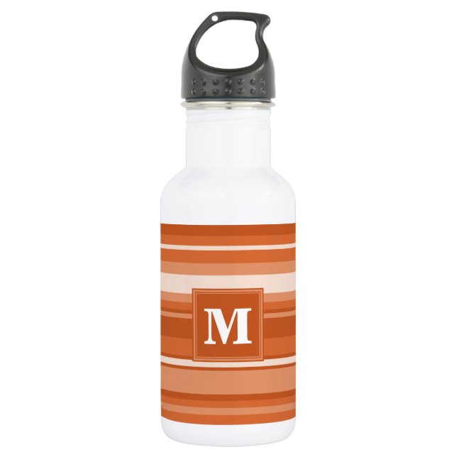 Monogram orange stripes water bottle (Front)