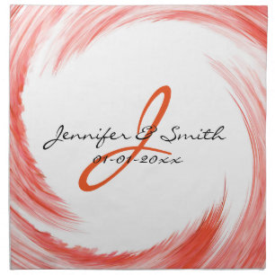 Monogram Orange Swirl Modern Abstract Cloth Napkin