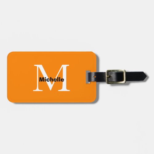 Monogram Orange Tangerine Custom Gift Party Favor  Luggage Tag