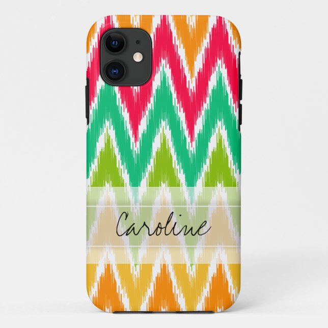 Monogram Orange Teal Ikat Chevron Zig Zag Pattern Case-Mate iPhone Case (Back)