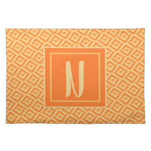 Monogram Orange Three-Tone Diamond Pattern Cloth Placemat