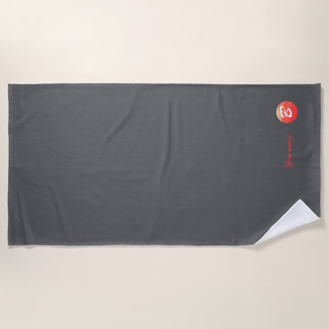Monogram orange wavy letter B gray beach towel (Front)