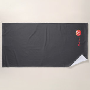Monogram orange wavy letter C gray beach towel