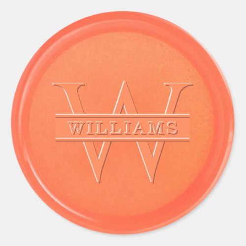 Monogram Orange Wax Seal Sticker