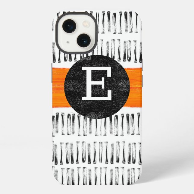 monogram orange  white and gray pattern art iphone case (Back)