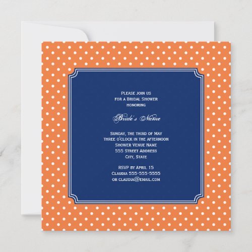 Monogram Orange, White Polka Dot with Royal Blue Custom Announcements