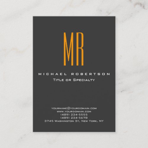 Monogram Orange Yellow Gray Chubby Business Card