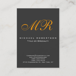 Monogram Orange Yellow Gray Chubby Business Card