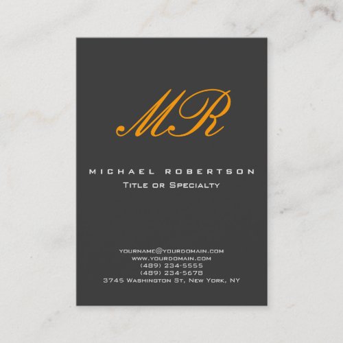 Monogram Orange Yellow Gray Chubby Business Card