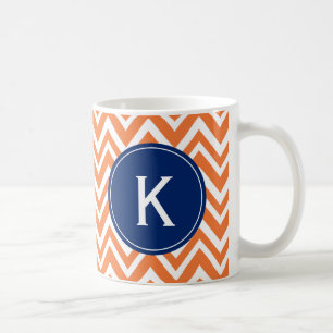 Monogram Orange Zigzag Pattern Coffee Mug
