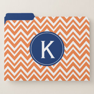 Monogram Orange Zigzag Pattern File Folder