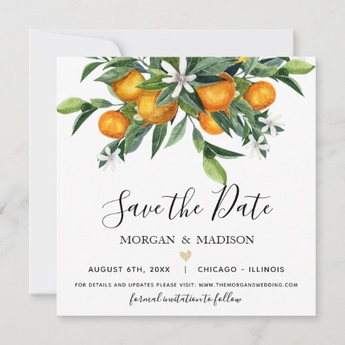 Monogram Oranges Save the Date Announcement