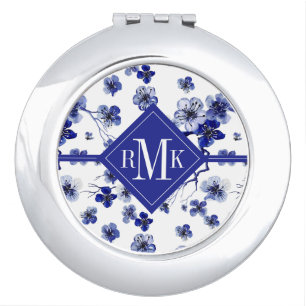Monogram   Oriental Sakura Branch Pattern Compact Mirror
