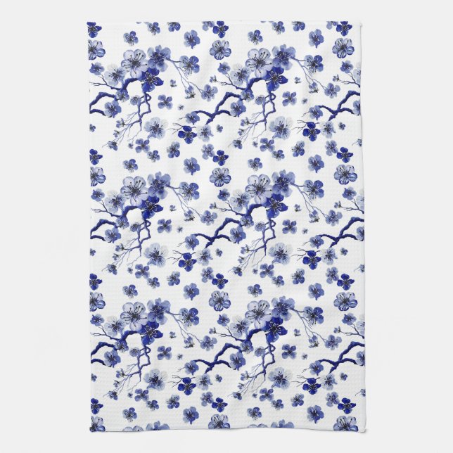 Monogram | Oriental Sakura Branch Pattern Kitchen Towel (Vertical)