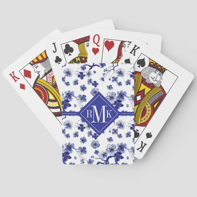 Monogram | Oriental Sakura Branch Pattern Poker Cards (Back)