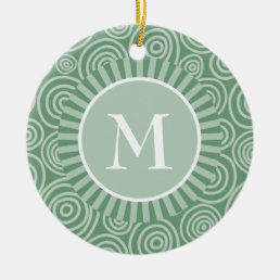 Monogram Ornament Sage Green Spirals Personalized