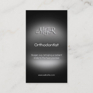 Monogram, Orthodontist, metal-look Business Card