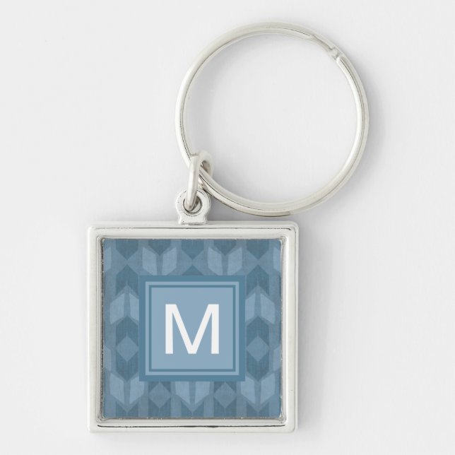 Monogram | Outdoor Geo Step | Blue Arrow Pattern Keychain (Front)
