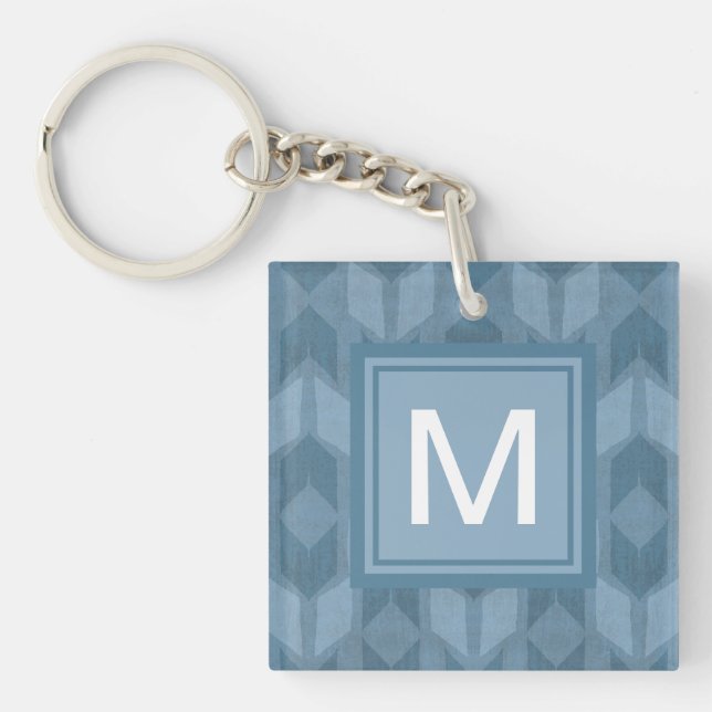Monogram | Outdoor Geo Step | Blue Arrow Pattern Keychain (Front)
