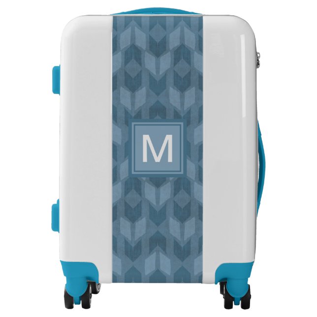 Monogram | Outdoor Geo Step | Blue Arrow Pattern Luggage (Front)