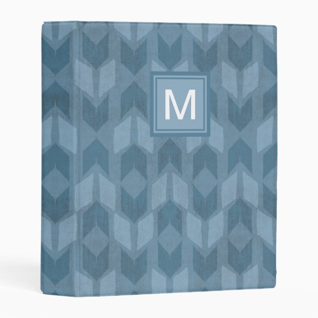 Monogram | Outdoor Geo Step | Blue Arrow Pattern Mini Binder (Front/Spine)