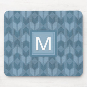 Monogram Outdoor Geo Step Blue Arrow Pattern Mouse Pad