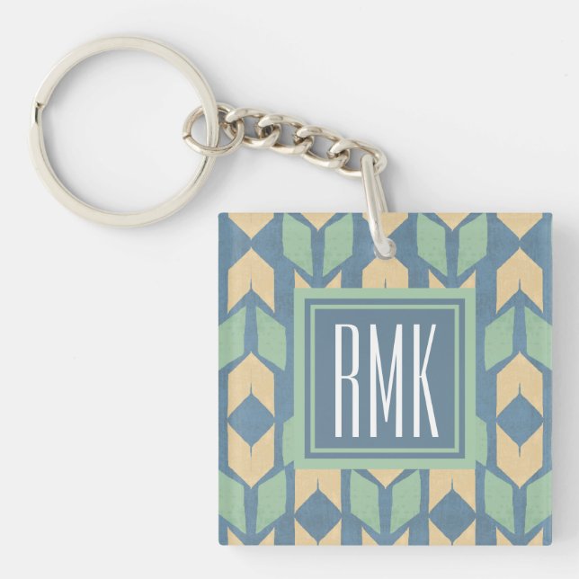Monogram | Outdoor Geo Step | Geometric Arrow Patt Keychain (Front)