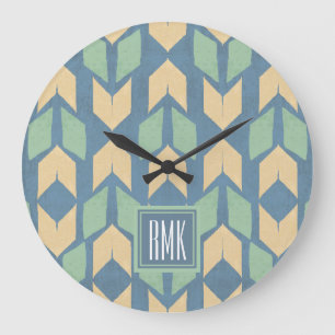 Monogram Outdoor Geo Step Geometric Arrow Patt Large Clock