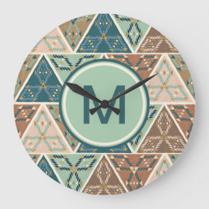 Monogram Outdoor Geo Step Geometric Pattern Large Clock