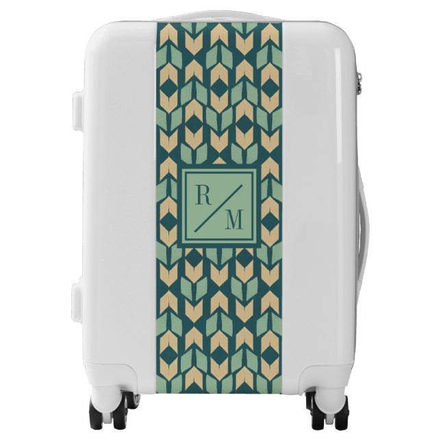 Monogram | Outdoor Geo Step | Geometric Teal Arrow Luggage (Front)