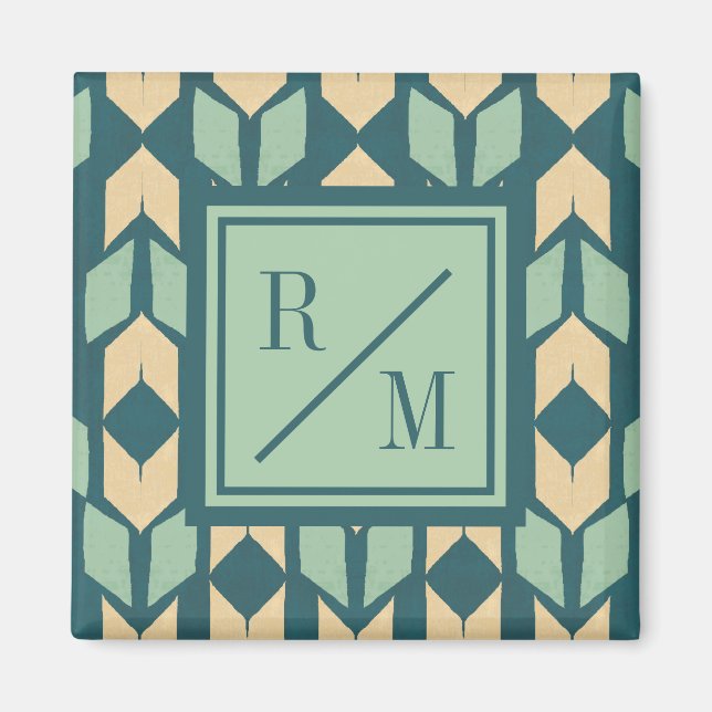 Monogram | Outdoor Geo Step | Geometric Teal Arrow Magnet (Front)