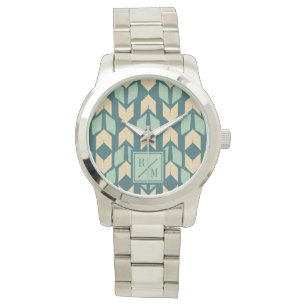 Monogram Outdoor Geo Step Geometric Teal Arrow Watch