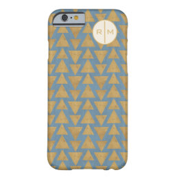 Monogram | Outdoor Geo Step | Gold &amp; Blue Pattern Barely There iPhone 6 Case