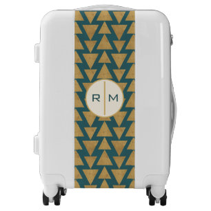 Monogram Outdoor Geo Step Gold & Dark Teal Pat Luggage
