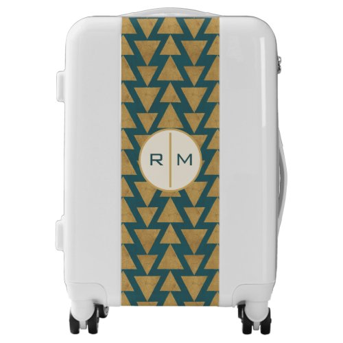 Monogram  Outdoor Geo Step  Gold  Dark Teal Pat Luggage