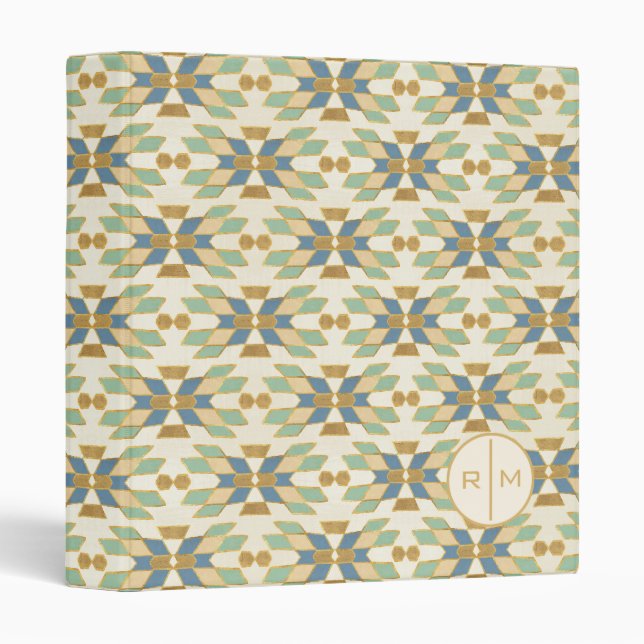 Monogram | Outdoor Geo Step | Tribal Pattern 3 Ring Binder (Front/Spine)