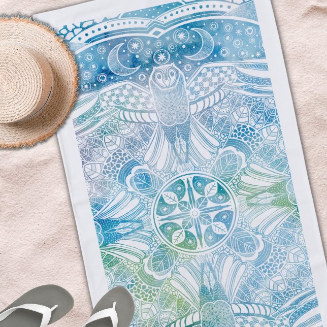 Monogram Owl Mandala Beach Towel (Creator Uploaded)