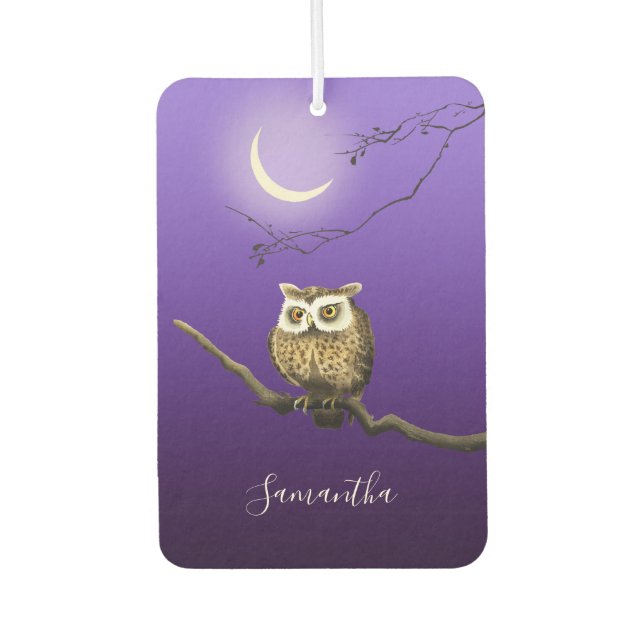 Monogram Owl Night Moonlight Blue Air Freshener (Front)